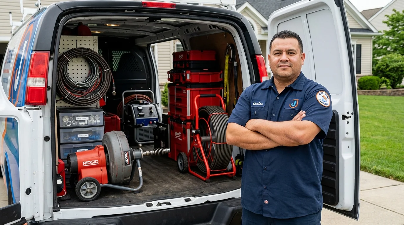 Professional drain cleaning equipment and Johns Plumbing LLC plumber in Bloomington